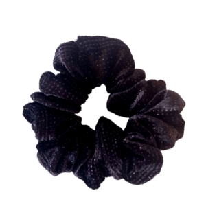 Scrunchie μαύρο βελούδινο glitter - ύφασμα, λαστιχάκια μαλλιών - 3