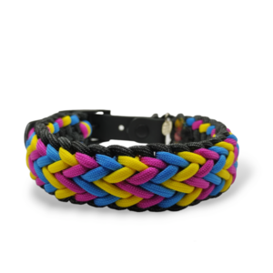 Paracord περιλαίμιο σκύλου χειροποίητο Indi Pop Yellow/Blue/Pink 33 - 39 cm - χειροποίητα, σκυλάκι