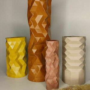 Χειροποίητο Βάζο Πολύγωνο 18*9cm - βάζα & μπολ, πηλός, τσιμέντο, γύψος - 4