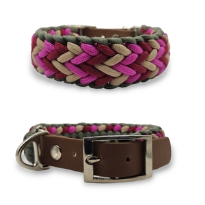 Περιλαίμιο σκύλου χειροποίητο paracord Indi Pop Pink/Wine Red 29 - 34 cm - χειροποίητα, σκυλάκι