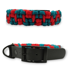 Περιλαίμιο σκύλου χειροποίητο paracord Colorful Chess Red/Petrol 27 - 33 cm - χειροποίητα, σκυλάκι