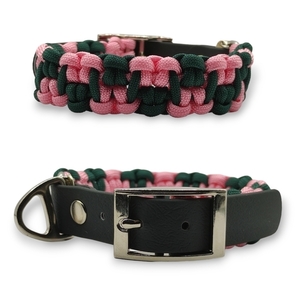 Περιλαίμιο σκύλου χειροποίητο paracord Colorful Chess Forest Pinkl 27 - 33 cm - χειροποίητα, σκυλάκι