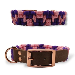 Περιλαίμιο σκύλου χειροποίητο paracord Colorful Chess Pink/Purple 27 - 33 cm - χειροποίητα, σκυλάκι