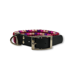 Paracord περιλαίμιο σκύλου χειροποίητο Pink/Purple Colored Lines 33 - 38 cm - χειροποίητα, σκυλάκι - 2