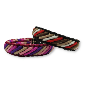 Paracord περιλαίμιο σκύλου χειροποίητο Pink/Purple Colored Lines 33 - 38 cm - χειροποίητα, σκυλάκι - 3