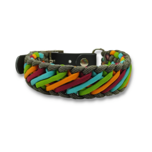 Paracord περιλαίμιο σκύλου χειροποίητο Colored Lines 30 - 35 cm - χειροποίητα, σκυλάκι