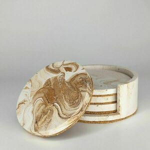Σετ Σουβέρ με θήκη Marble - σουβέρ, πηλός, τσιμέντο, γύψος, πιατάκια & δίσκοι