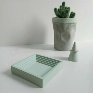Τσιμεντένιο τετράγωνο δισκάκι 8.5 Χ 2 //yoko 02 C Green - design, τσιμέντο, σκυρόδεμα, πιατάκια & δίσκοι - 5
