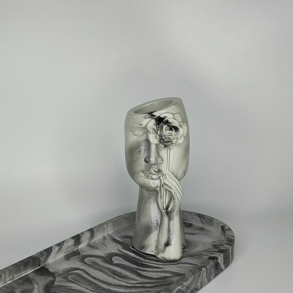 Βαζάκια με σχέδιο προσώπου Marble - βάζα & μπολ, πηλός, τσιμέντο, γύψος - 2