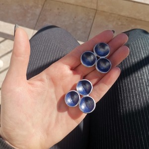 Χειροποίητα σκουλαρίκια από πολυμερικό πηλό ασημί, μπλέ, μεσαίου μεγέθους - πηλός, μικρά - 3