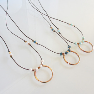 Minimal Κολιέ "Open Cicle" ιβουάρ rose gold - ορείχαλκος, μακριά, minimal, επιχρυσωμένο στοιχείο - 4