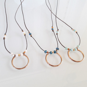 Minimal Κολιέ "Open Cicle" ιβουάρ rose gold - ορείχαλκος, μακριά, minimal, επιχρυσωμένο στοιχείο - 5