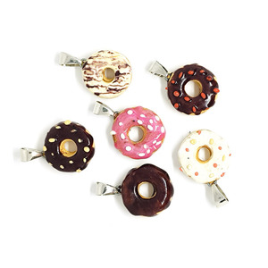 Donut | Χειροποίητο Κολιέ Donut (Ατσάλι, Πηλός) (3 x 2 εκ) - πηλός, ατσάλι