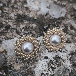 '' Margarita '' Vintage French earings/ vintage σκουλαρίκια μπορούν να φορεθούν τόσο σε μια καθημερινή , επίσημη περίσταση όσο και ως νυφικό κόσμημα. - ασήμι, ορείχαλκος, καρφωτά, boho, νυφικά