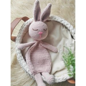 Πλεκτό Πανάκι Αγκαλιάς Λαγουδάκι - crochet, λούτρινα, βρεφικά, amigurumi, πλεκτό ζωακι - 2