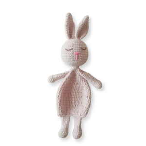 Πλεκτό Πανάκι Αγκαλιάς Λαγουδάκι - crochet, λούτρινα, βρεφικά, amigurumi, πλεκτό ζωακι