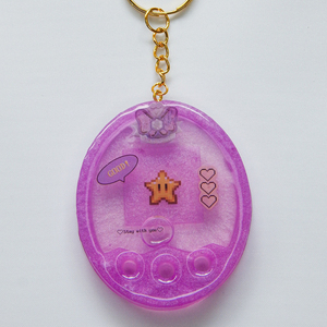 Μωβ μπρελόκ tamagotchi από ρητίνη - ρητίνη, σπιτιού