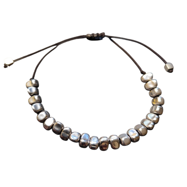 Hematite bracelet with silver beads! - ημιπολύτιμες πέτρες, αιματίτης, unisex, χεριού, αυξομειούμενα
