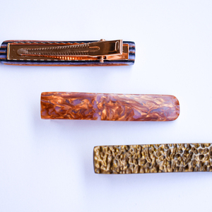 Σετ 3 Hair Clips "Metallics" - μέταλλο, hair clips, πολυμερικό πηλό - 3