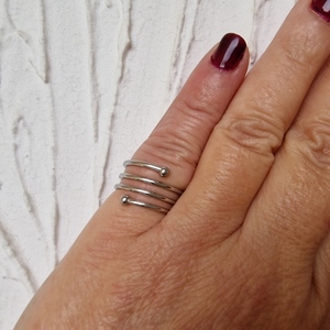 Δαχτυλίδι Spiral ατσάλινο ασημί - ατσάλι, boho, αυξομειούμενα - 5