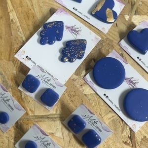 Σκουλαρίκια από πολυμερικό πηλό navy blue geometrical - πηλός, πολυμερικό πηλό - 2