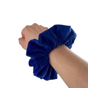 Scrunchy κοτλέ μπλε - ύφασμα, λαστιχάκια μαλλιών - 2