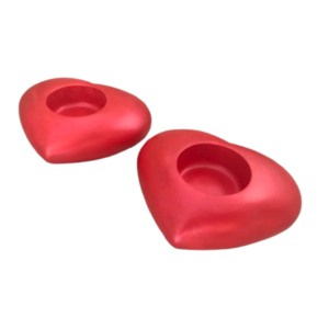 Βάση για ρεσώ σε σχήμα καρδιά - Red Metallic color-Σετ 2 τεμ - καρδιά, ρεσώ & κηροπήγια, αγ. βαλεντίνου