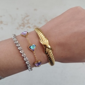 ♦ THE "CELESTIA" BRACELET, ΑΤΣΑΛΙΝΟ ΒΡΑΧΙΟΛΙ ΧΕΙΡΟΠΕΔΑ, CUFF BRACELET, ΧΡΥΣΟ - επιχρυσωμένα, ατσάλι, layering, σταθερά, χεριού - 3