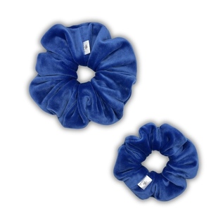 Cobalt blue velvet XL scrunchie - ύφασμα, για τα μαλλιά, λαστιχάκια μαλλιών - 4