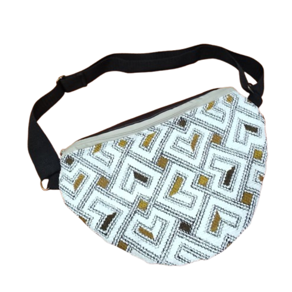 Τσάντα Μπανάνα Χιαστί η Μέσης, Banana Bag με Υφαντό Ύφασμα! - ύφασμα, χιαστί, all day - 4