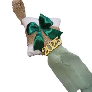 Verde Boho Pillow Luck Charm - Γούρι Μαξιλάρακι σε πράσινες αποχρωσεις 10×10cm - ύφασμα, vintage, γούρια, προσωποποιημένα - 2