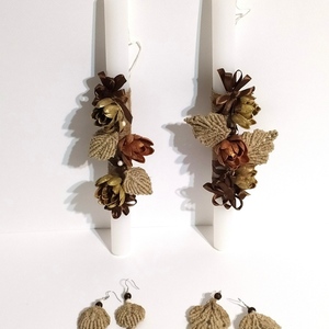 Autumn leaves,γυναικεία, χειροποίητη λαμπάδα - κορίτσι, λουλούδια, λαμπάδες, για ενήλικες, για εφήβους - 2