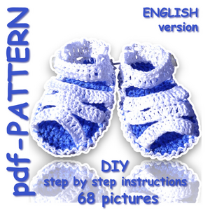 PATTERN Crochet Baby sandals/ Step by step instruction 68 photos Patterns Schems/English version/Summer Cotton Crochet Shoes Sandals Booties - crochet, βελονάκι, DIY