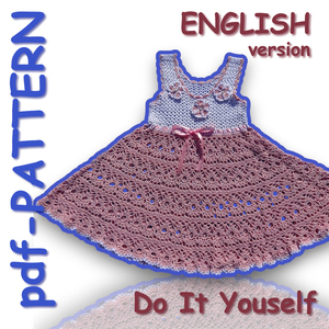PATTERN/Crochet pink and white dress "Valentina" for a girl /4-6 years/PDF-pattern/Crochet Patterns & Schemes/English version - crochet, βελονάκι, DIY