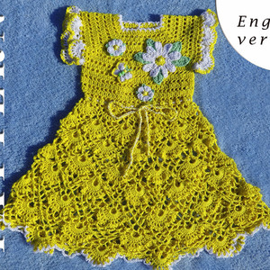 PATTERN/Crochet Baby girl Yellow dress /Yellow chamomile/8 schemes/PDF-pattern/English version - crochet, βελονάκι, DIY - 2