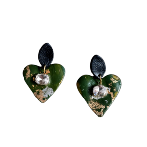Polymer clay earrings - στρας, γυαλί, πηλός - 2