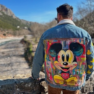 Mickeymouse, ζωγραφισμένο τζάκετ μέγεθος XL - βαμβάκι - 3