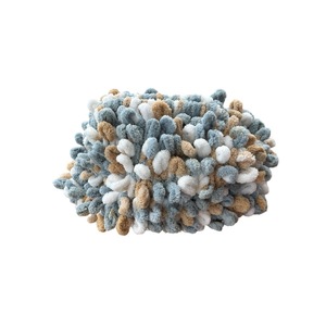 Τρίχρωμο γκρι - λευκό - μπεζ τσαντάκι Puffy - νήμα, clutch, all day, χειρός, πλεκτές τσάντες