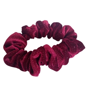 Μπορντώ Scrunchie βελούδινο glitter - ύφασμα, λαστιχάκια μαλλιών