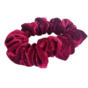 Μπορντώ Scrunchie βελούδινο glitter - ύφασμα, λαστιχάκια μαλλιών - 2
