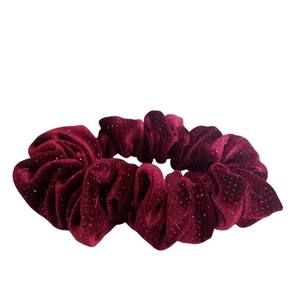 Μπορντώ Scrunchie βελούδινο glitter - ύφασμα, λαστιχάκια μαλλιών - 3