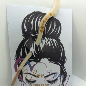 Hair stick λευκό - γυαλί, πλαστικό - 2