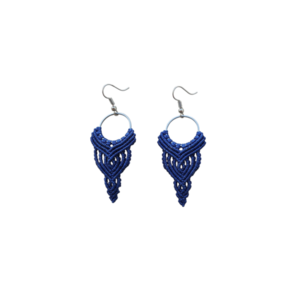 Macrame Boho Earrings Agathe - μακραμέ, boho, κρεμαστά, γάντζος, zamak - 2