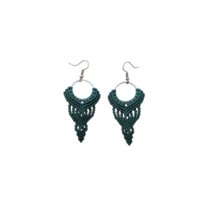 Macrame Boho Earrings Agathe - μακραμέ, boho, κρεμαστά, γάντζος, zamak - 3
