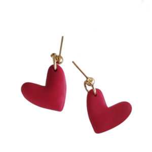 Σκουλαρίκια καρδούλες Valentine's - πηλός, ατσάλι