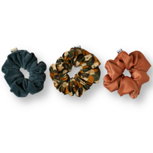 Χειροποίητα Scrunchie "Coral Relief" (Large) - ύφασμα, σατέν, βελούδο, λαστιχάκια μαλλιών, 100% βαμβακερό