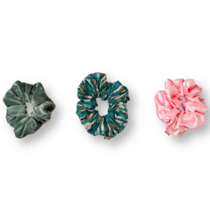 Χειροποίητα Scrunchie "Tropical Stripes" (Large) - ύφασμα, σατέν, βελούδο, λαστιχάκια μαλλιών, 100% βαμβακερό