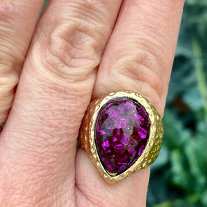 Χειροποίητο δαχτυλίδι από ρητίνη- “luxury green & purple” - επιχρυσωμένα, ρητίνη, γεωμετρικά σχέδια, σταθερά, φθηνά - 3