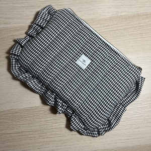 Pied de poule puffy ruffle bag - ύφασμα, φάκελοι, χειρός - 2