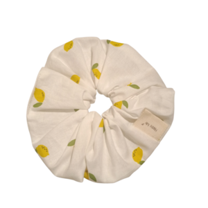 Scrunchie XXL lemons - ύφασμα, λαστιχάκια μαλλιών